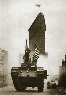 British tank Britannia on Fifth Avenue, New York City, USA, c1917-c1918