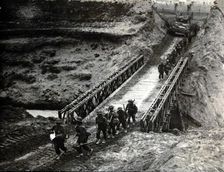 British troops crossing the Santerno River, Italy, 1945