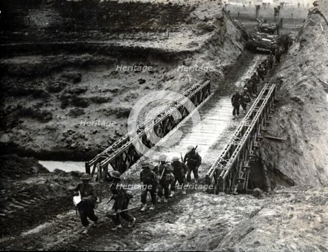 British troops crossing the Santerno River, Italy, 1945. Artist: Unknown