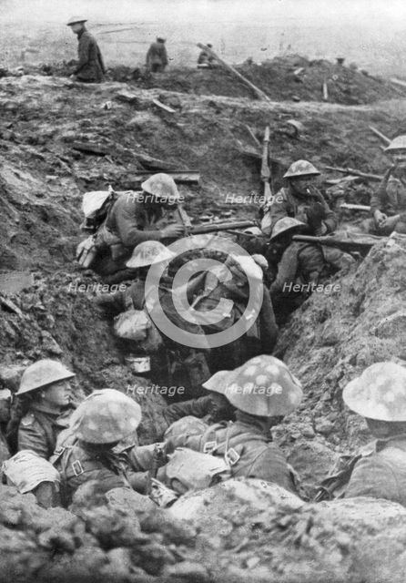British troops at the Menin Road, near Ypres, Belgium, 30 October, 1917. Artist: Unknown