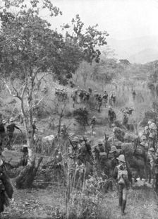 British troops in the bush on the borders of German East Africa, World War I, 1915