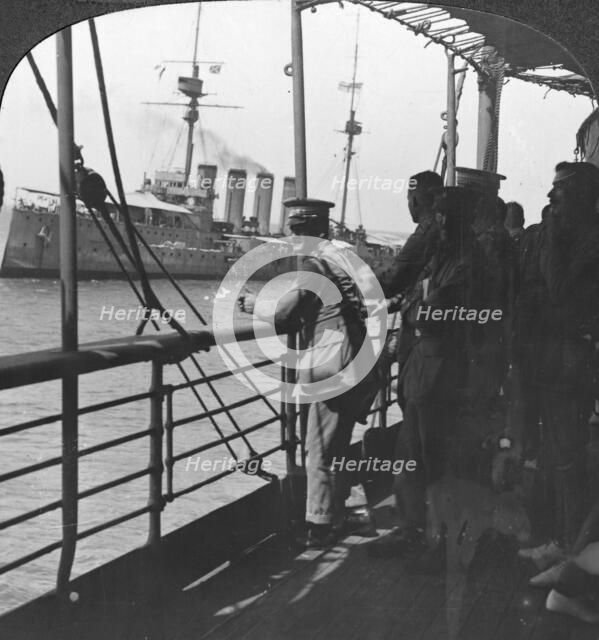 British troops on a troopship, World War I, c1914. Artist: Realistic Travels Publishers