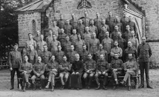British troops outside the garrison church, Chakrata, 1917