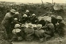 British troops spend Christmas on the battlefield, First World War, c1916, (c1920). Creator: Unknown