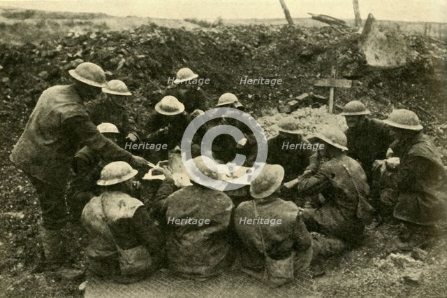 British troops spend Christmas on the battlefield, First World War, c1916, (c1920). Creator: Unknown.