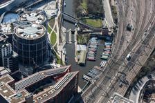 British Waterways Yacht Basin and St Pancras Lock, Regent's Canal, King's Cross, London, 2018. Creator: Historic England Staff Photographer
