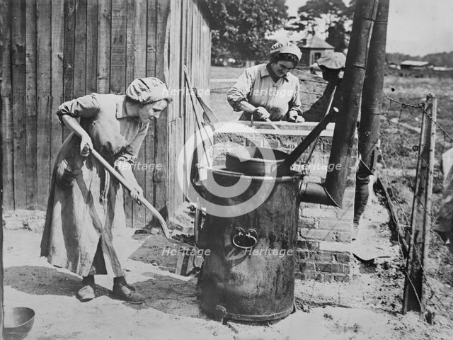 British women tending fat boilers at front, 24 Jul 1917. Creator: Bain News Service.
