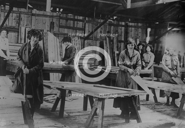 British women carpenters near front, 30 Jun 1917. Creator: Bain News Service.
