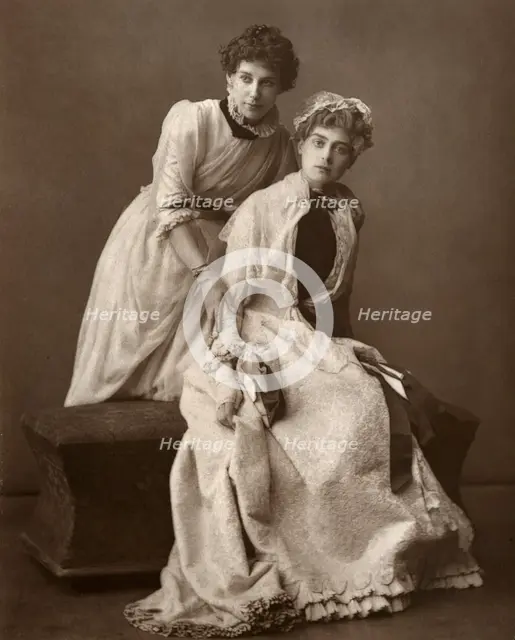 British actresses Eweretta Lawrence and Grace Otway in 'On Change', 1886. Artist: Barraud