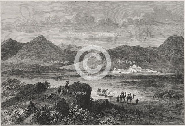 British-Afghan war, entrance to the Khyber Pass and view of the Jamrood fort that defends it, eng…