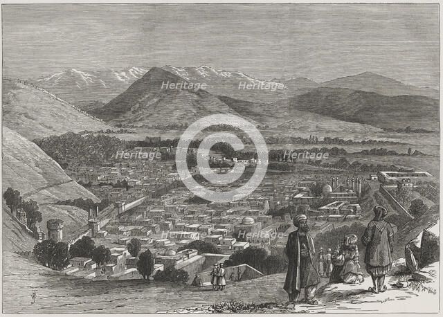 British-Afghan war, view of Kabul city from the top of the Citadel. Afghanistan.