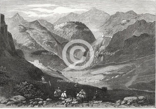 British-Afghan war, view of the Khyber Pass on the Afghan border with India.