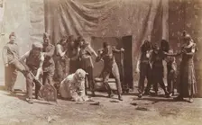 British airforce servicemen performing a sketch, striking an animated pose, 1918. Creator: Unknown