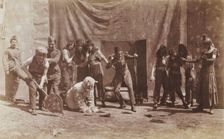 British airforce servicemen performing a sketch, striking an animated pose, 1918. Creator: Unknown