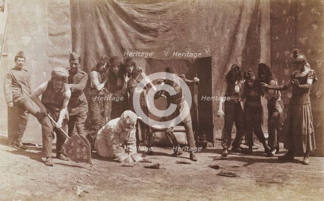 British airforce servicemen performing a sketch, striking an animated pose, 1918. Creator: Unknown.