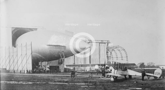 British airship "PARSEVAL" & army aeroplanes, between c1910 and c1915. Creator: Bain News Service.