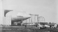 British airship "PARSEVAL" & army aeroplanes, between c1910 and c1915. Creator: Bain News Service