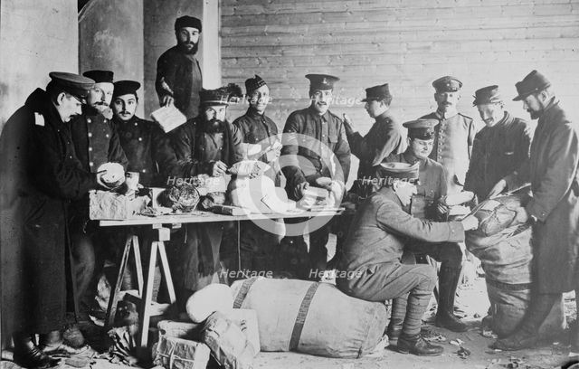 British and French prisoners assorting mail, between 1914 and c1915. Creator: Bain News Service.
