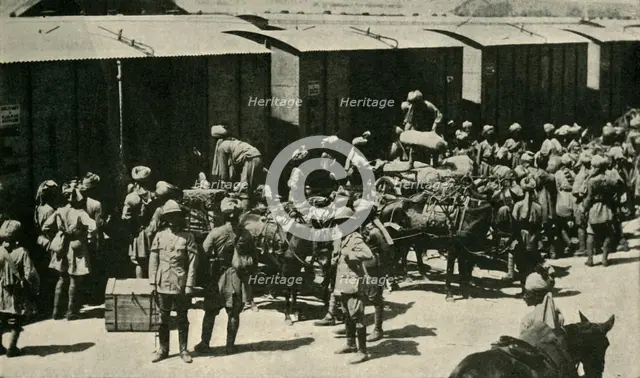 British and Indian soldiers at Bombay, India, First World War, 1914, (c1920).  Creator: Unknown.