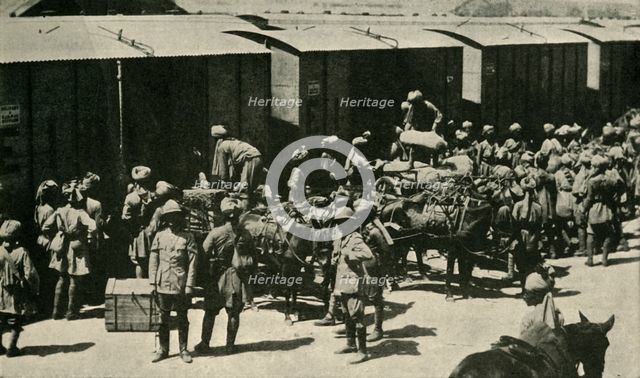 British and Indian soldiers at Bombay, India, First World War, 1914, (c1920).  Creator: Unknown.