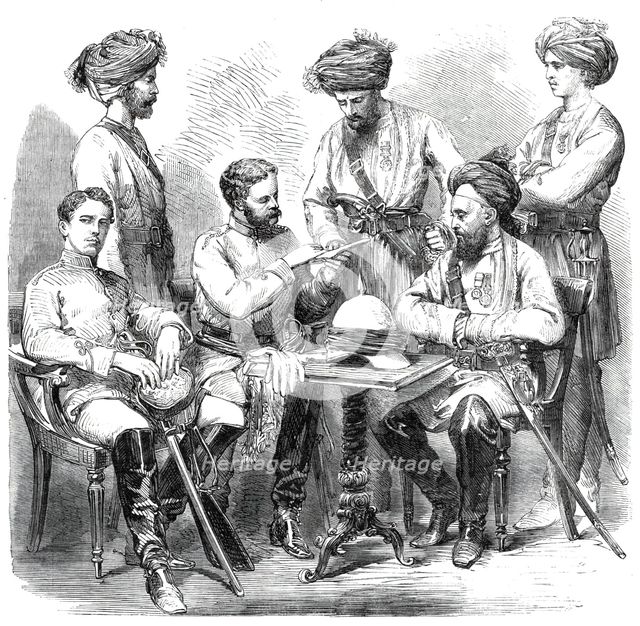 British and native officers of Fane's Horse serving in China, 1860. Creator: Unknown.