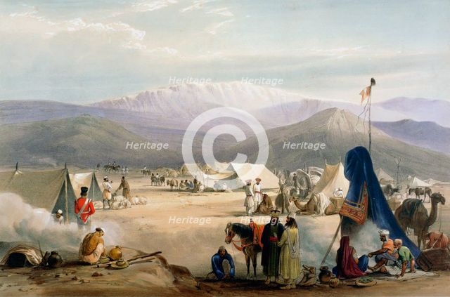 British army camp at Dadur at the entrance to the Bolan Pass, First Anglo-Afghan War, 1838-1842. Artist: James Atkinson