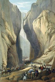 British army entering the Bolan Pass from Dadur, First Anglo-Afghan War, 1838-1842. Artist: James Atkinson