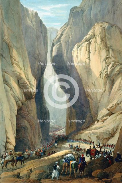 British army entering the Bolan Pass from Dadur, First Anglo-Afghan War, 1838-1842. Artist: James Atkinson
