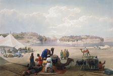 British army under canvas at Roree on the Indus, First Anglo-Afghan War, 1838-1842. Artist: James Atkinson