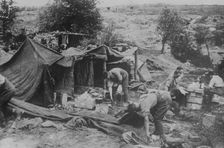 British artillery officers mess on captured ground, 10 Jun 1917. Creator: Bain News Service
