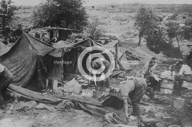 British artillery officers' mess on captured ground, 10 Jun 1917. Creator: Bain News Service.