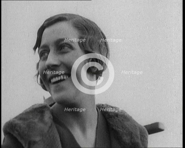 British Aviator Amy Johnson CBE Smiling, 1920. Creator: British Pathe Ltd.