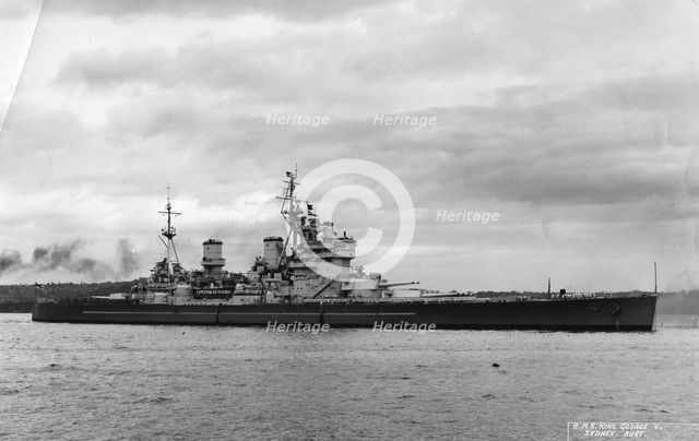 British battleship HMS 'King George V', Sydney, Australia, 1945. Artist: Unknown