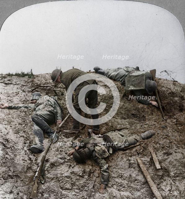 British casualties, Ypres salient, Belgium, World War I, 1915. Artist: Realistic Travels Publishers.