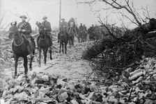 British Cavalry passing thro wrecked village, 21 Apr 1917.. Creator: Bain News Service