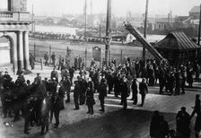 British coal strike - idle dock laborers, Cardiff, between c1910 and c1915. Creator: Bain News Service