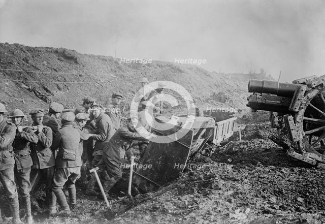 British clearing ground for Howitzer, between 1914 and 1918. Creator: Bain News Service.