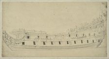 British double-decked warship, harbor view. Creator: Willem van de Velde the Younger