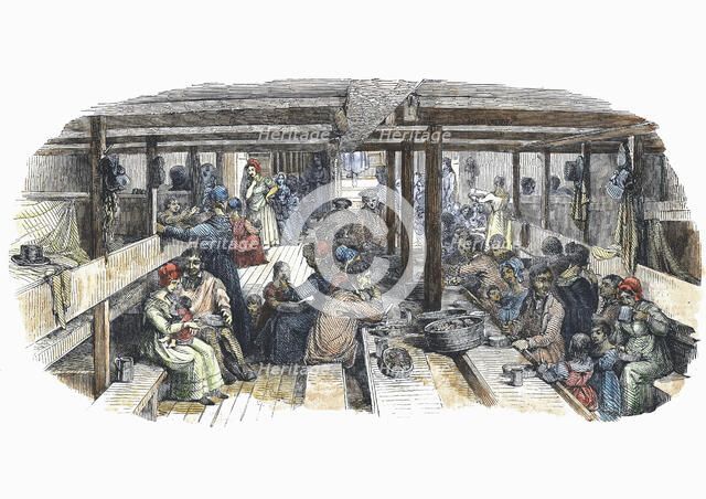 British emigrants bound for Sydney, Australia, in quarters on the 'St Vincent'. Artist: Unknown