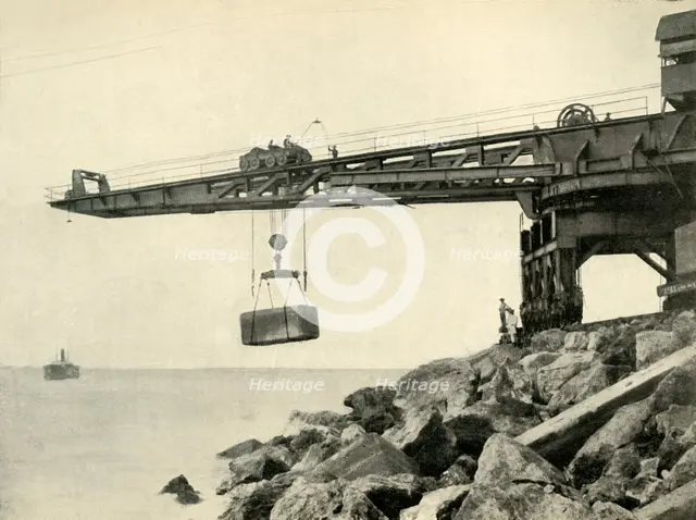 'British Engineeering Work in Mexico: Building a Breakwater', 1919. Creator: Unknown.
