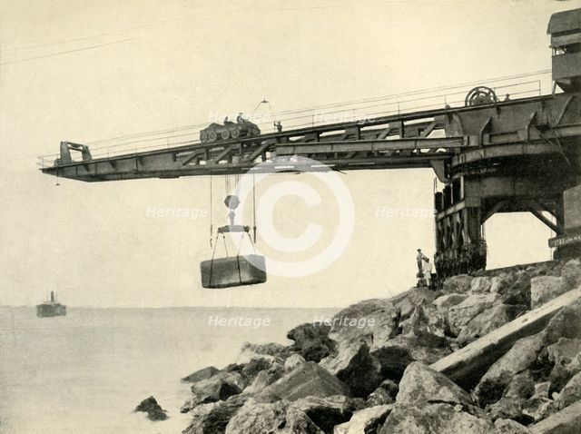 'British Engineeering Work in Mexico: Building a Breakwater', 1919. Creator: Unknown.