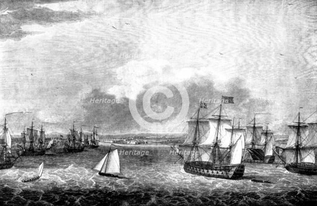 British Expedition against Havana, 1762: the Fleet...entering the harbour to take possession, (1898) Creator: Unknown.