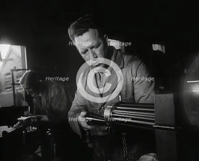 British Factory Workers Making a Machine Gun, 1941. Creator: British Pathe Ltd.