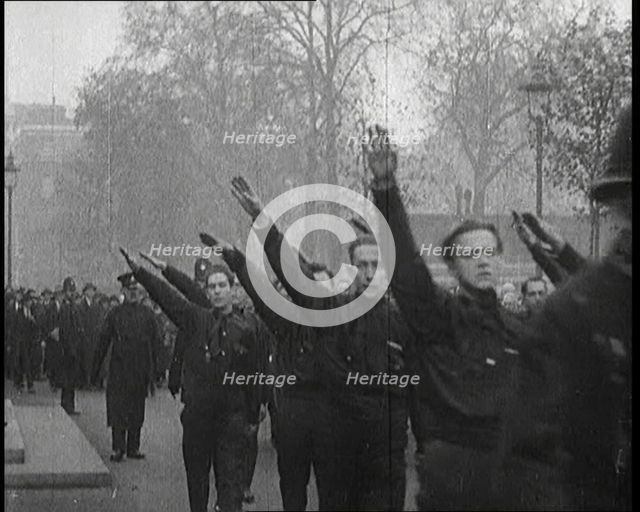 British Fascists Saluting and Marching Through London, 1922. Creator: British Pathe Ltd.