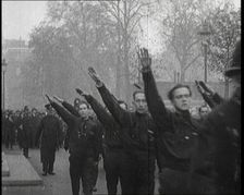 British Fascists Saluting and Marching Through London, 1922. Creator: British Pathe Ltd