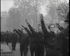 British Fascists Saluting and Marching Through London, 1922. Creator: British Pathe Ltd