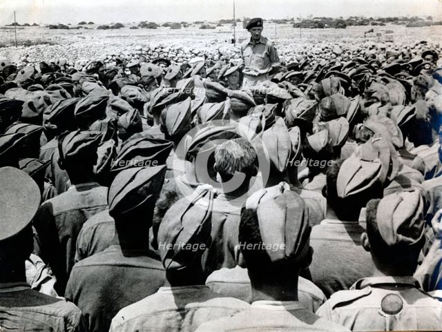 British General Bernard Montgomery addressing his troops, North Africa, World War II, c1942-c1943.  Creator: Unknown.