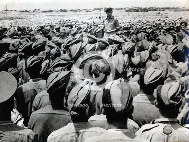 British General Bernard Montgomery addressing his troops, North Africa, World War II, c1942-c1943. Artist: Unknown