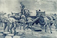 British Heavy Howitzer in Action on the Western Front 1916. Creator: Unknown
