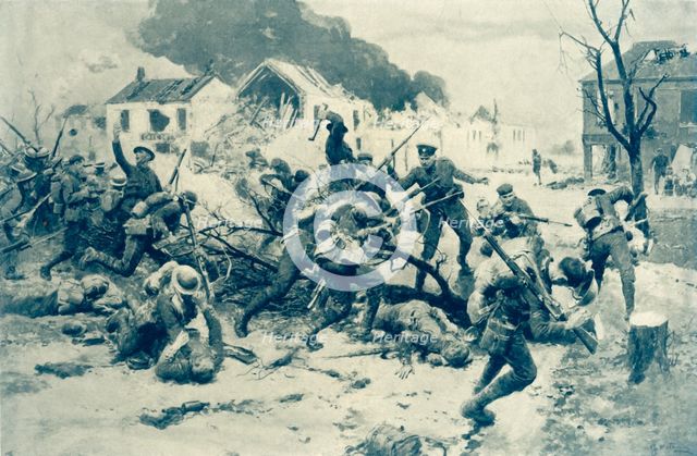 'British Infantry Storm Ruined Heudicourt', 1917. Creator: Unknown.